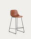 Tabouret Zahara en polyuréthane marron avec pieds en acier finition noire 76 cm FSC 100 %