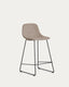 Tabouret Zahara en chenille marron avec pieds en acier finition noire 65 cm FSC 100 %