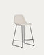 Tabouret Zahara en chenille beige avec pieds en acier finition noire 65 cm FSC 100 %