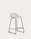 Tabouret Zahara en chenille beige avec pieds en acier finition noire 65 cm FSC 100 %