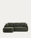 Laira 3-seater sofa bed with left chaise longue in dark green chenille 246cm FSC Mix Credit