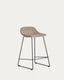 Tabouret Zahara en chenille marron avec pieds en acier finition noire 65 cm FSC 100 %