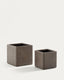 Set de 2 cache-pots Minoa avec effet pierre marron 44 x 44 cm