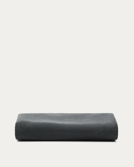 Housse pour tête de lit Jaira en lin et coton gris anthracite pour lit jusqu’à 90 cm