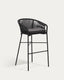 Tabouret Yanet en corde noire et acier galvanisé, hauteur 80 cm