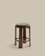 Tabouret Granite en tissu chenille verte et bois de frêne avec finition ton noyer FSC 100 % 75 cm