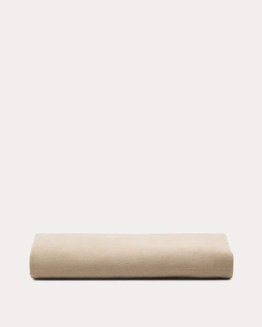 Housse pour cadre de lit Jaira en lin et coton taupe pour matelas de 180  x 200 cm.