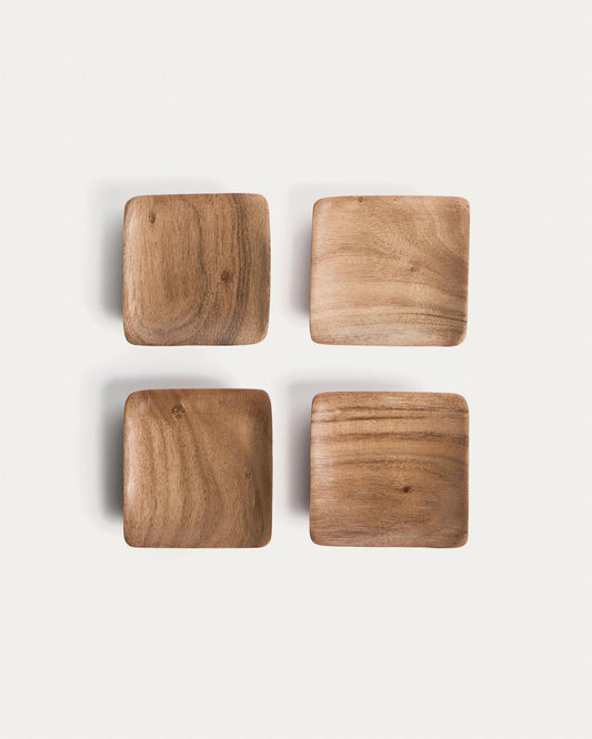 Ensemble Rovin de 4 sous-verres en bois d’acacia