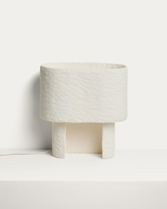 Lampe de table Bedala en papier mâché blanc