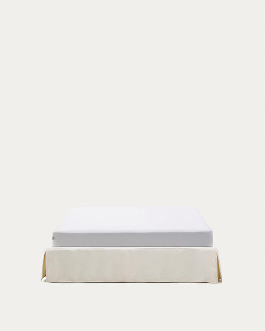Base déhoussable Jaira en chenille blanche pour matelas de 150 x 190 cm