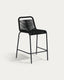 Tabouret Lambton en corde noire et acier finition noire hauteur 62 cm