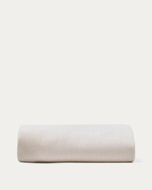 Housse pour tête de lit Jaira en chenille blanche pour lit jusqu’à 180 cm
