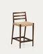 Tabouret Analy avec dossier en bois de chêne massif, finition noyer, et assise en corde, 65 cm, FSC Mix Credit