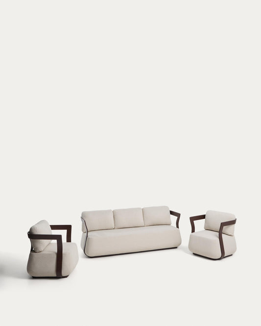 Set Tamaris avec canapé 3 places et 2 fauteuils en aluminium marron