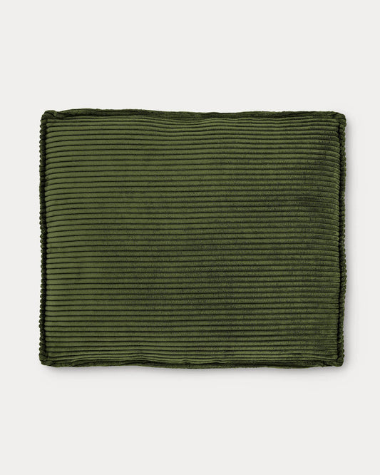 Coussin Blok en velours côtelé épais vert 50 x 60 cm