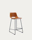 Tabouret Zahara en polyuréthane marron et acier finition noire hauteur 65 cm FSC 100%