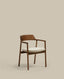 Chaise Alocs tissu chenille beige déhoussable bois de chêne finition noyer FSC Mix Credit