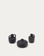 Ensemble Sofra de 3 vases en terre cuite, finition noire 6 cm / 7 cm / 10 cm