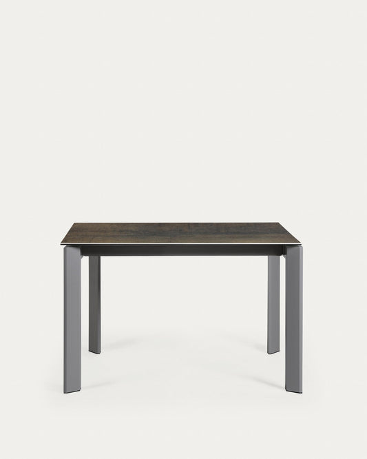 Table extensible Axis grès cérame finition Iron Moss et pieds acier anthracite 120(180)cm