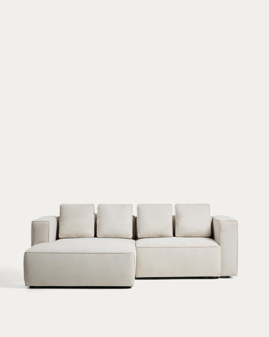 Canapé-lit Marela 3 places avec méridienne gauche en chenille beige 236 cm FSC Mix Credit