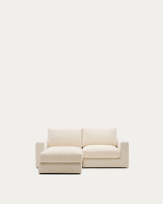 Alea ecru chenille 3-seater modular sofa with left chaise longue and removable cover 220cm