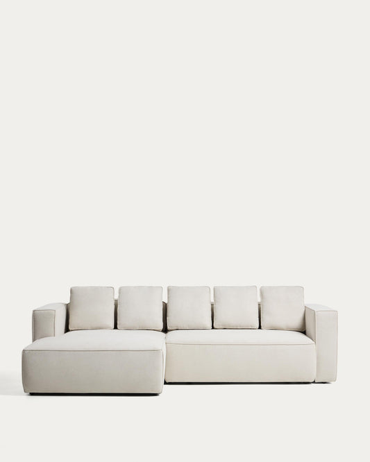 Marela beige chenille 3-seater sofa bed with left chaise longue 276cm FSC Mix Credit