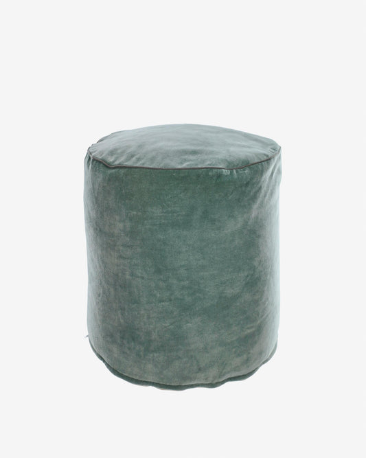 Pouf rond Brunetta en velours turquoise foncé Ø 40 cm