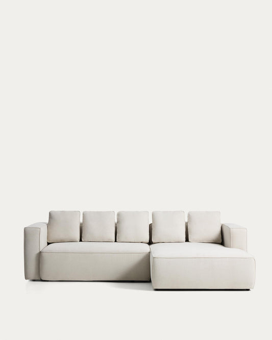 Canapé-lit Marela 3 places avec méridienne droite en chenille beige 276 cm FSC Mix Credit