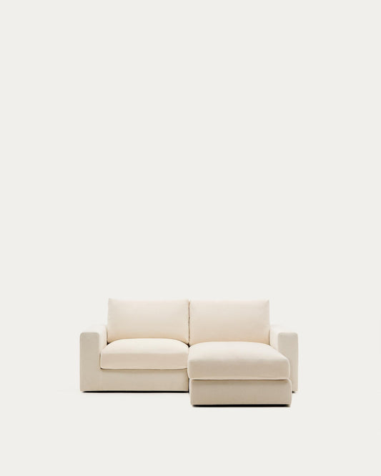Alea ecru chenille 3-seater modular sofa with right chaise longue and removable cover 220cm