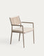 Chaise empilable d’extérieur Argasi en aluminium taupe et corde synthétique beige