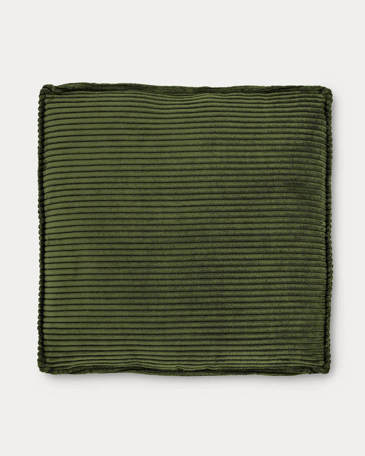Coussin Blok en velours côtelé épais vert 60 x 60 cm