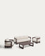 Set Nerano avec canapé 3 places, 2 fauteuils et table basse en verre trempé et aluminium marron