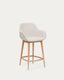 Konna stool in beige and solid ash wood legs in a light finish, 65 cm
