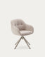 Dorina swivel chair in beige chenille and steel legs in a beige finish