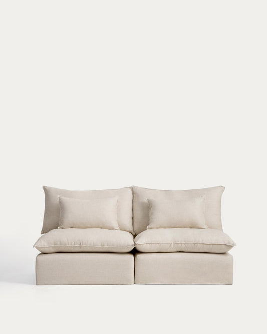 Anarela beige linen and viscose 3-seater modular sofa with removable cover 220cm FSC Mix Credit