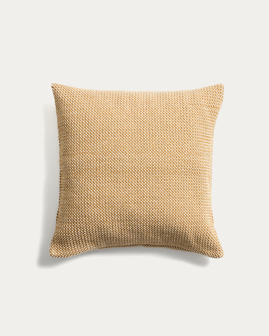 Housse de coussin Narida 100 % coton jacquard moutarde 50 x 50 cm