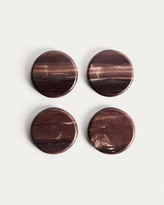 Ensemble Meran de 4 sous-verres en marbre bordeaux