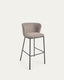 Tabouret Ciselia en chenille marron clair et pieds en acier noir 75 cm FSC Mix Credit