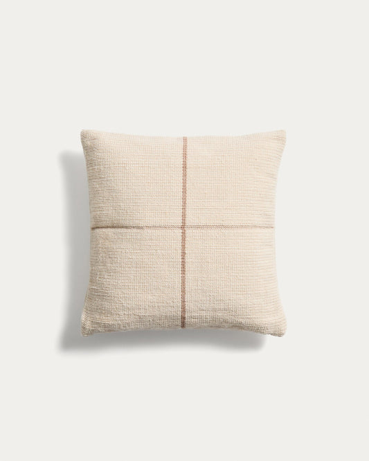 Housse de coussin Atima 100 % PET jacquard beige 45 x 45 cm
