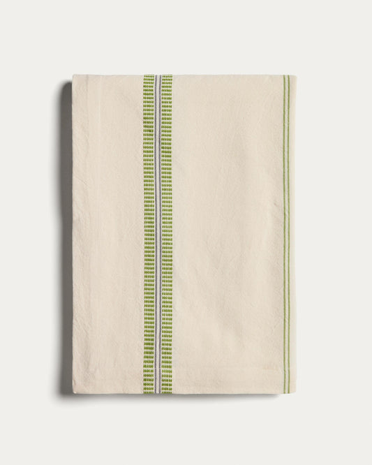 Nappe Todila 100 % coton à rayures vertes 170 x 170 cm
