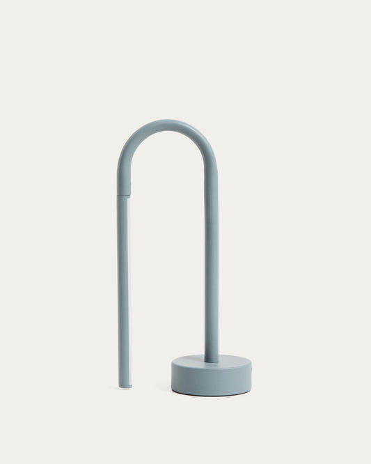 Bow blue aluminium portable table lamp
