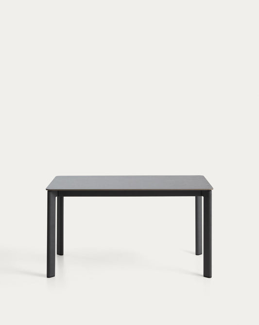 Table Anafi en pierre frittée et aluminium graphite 140 x 80 cm