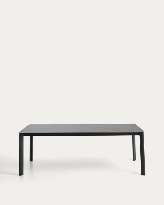 Table Anafi en pierre frittée et aluminium graphite 220 x 100 cm