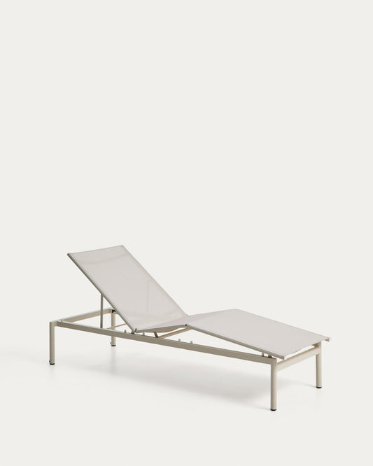 Bain de soleil empilable Lesina en aluminium et textilène écru