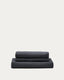 Housse pour fauteuil Nora en lin et coton gris anthracite 140 cm
