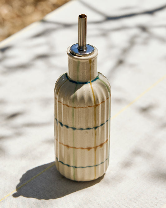 Burette d’huile Belor en céramique avec lignes multicolores