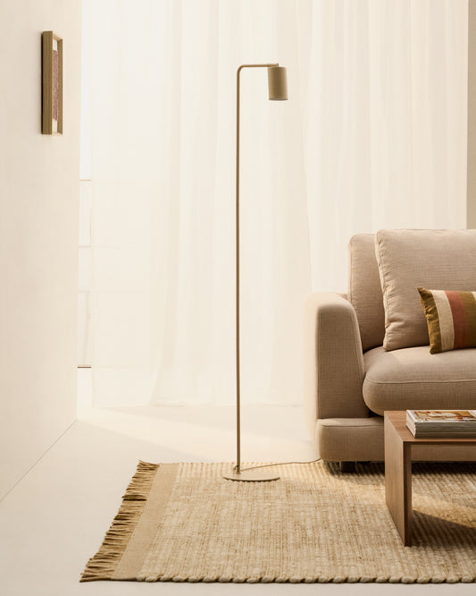 Lampadaire Manie en métal avec finition texturée beige