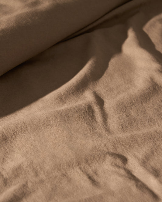 Housse de couette Simmel en mélange de lin marron pour lit de 90 cm