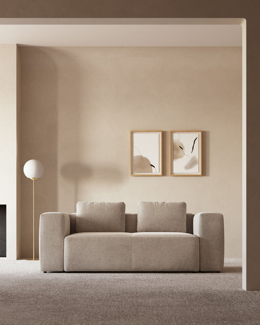 Canapé Blok 2 places en chenille beige 210 cm – Certifié FSC Mix Credit