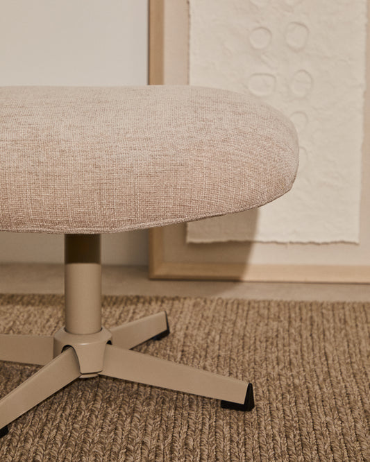 Repose-pieds pivotant Teryl en chenille beige et métal avec finition grise FSC™ 100%.